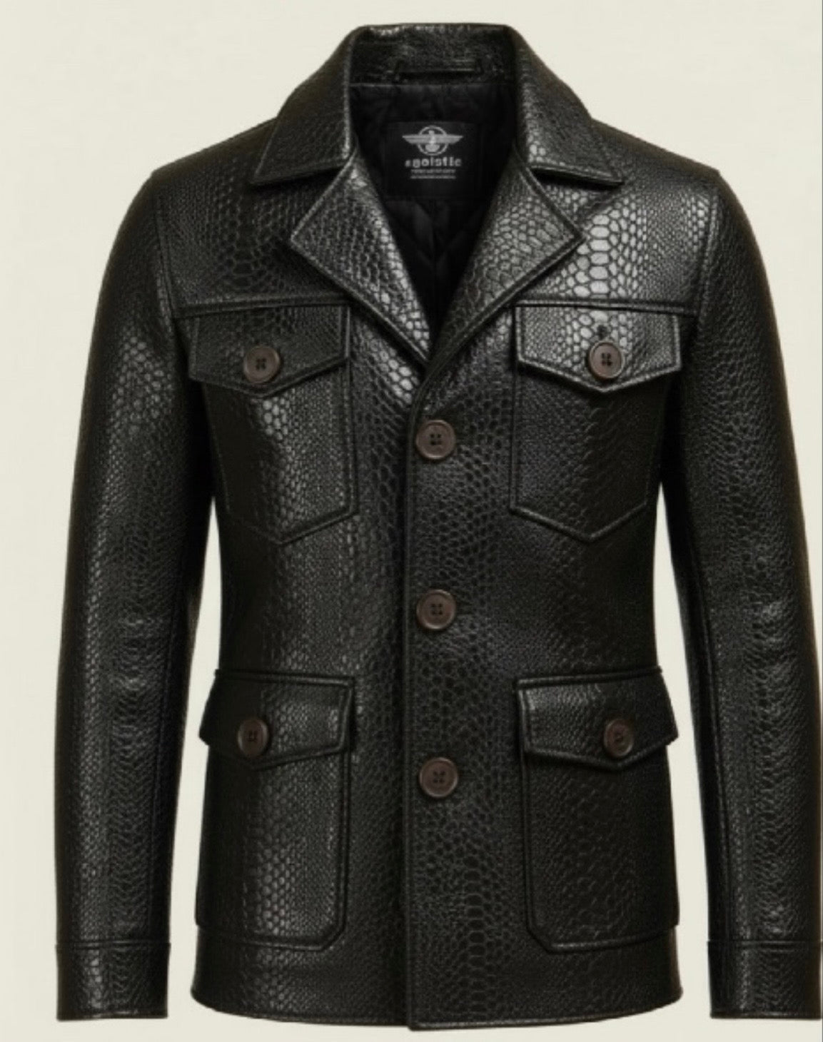 Anaconda Skin Embossed Leather Coat