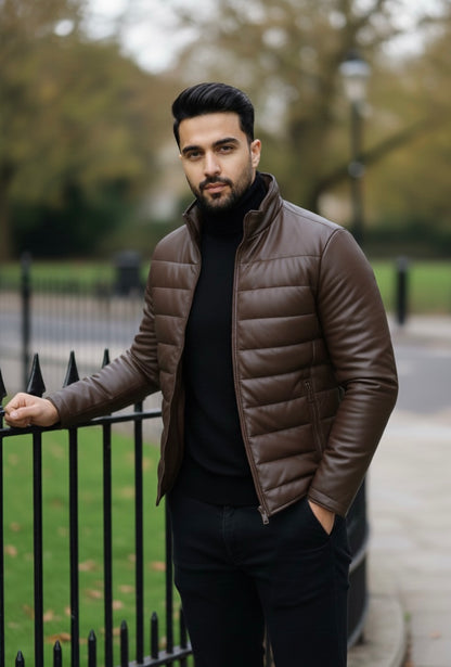 ShadowCore Puffer Leather Jacket