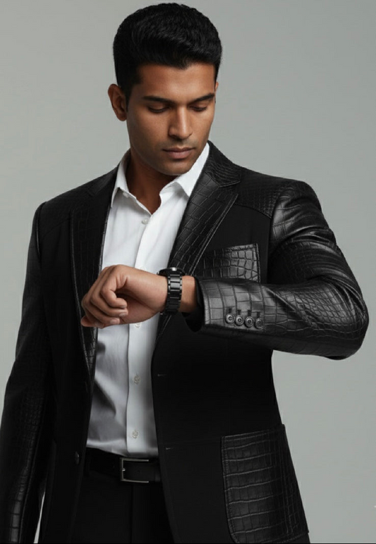 Obsidian Croc Luxe Blazer