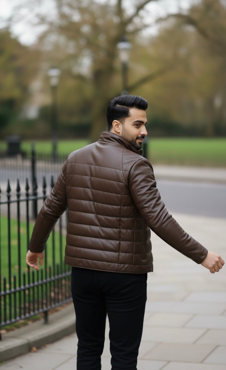 ShadowCore Puffer Leather Jacket