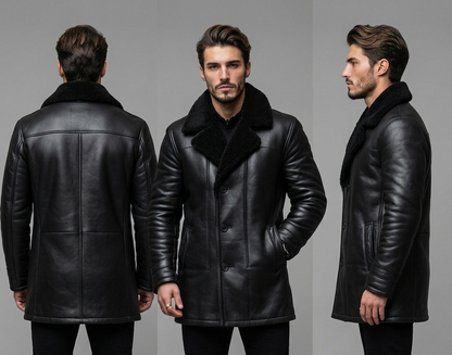 Noir Sovereign Shearling Coat