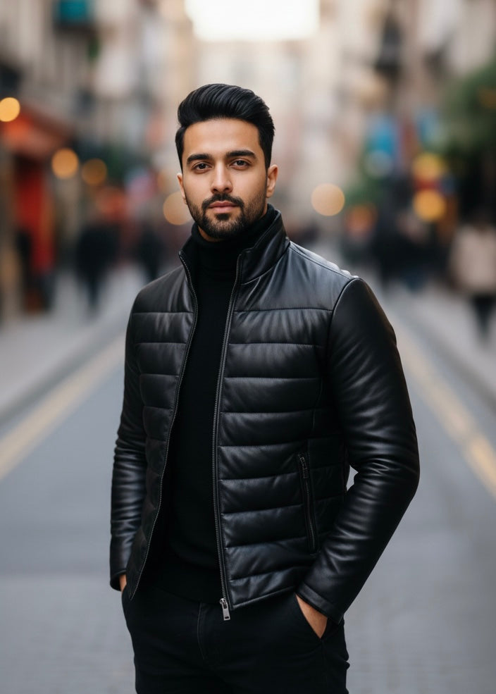 ShadowCore Puffer Leather Jacket