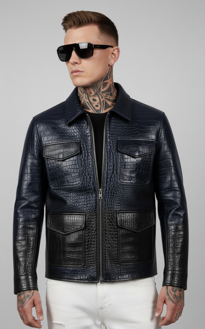 Egoistic - The Midnight Ombre Croc-Embossed Trucker
