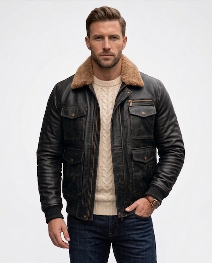 Arctic Aviator Leather Jacket