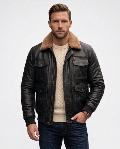 Arctic Aviator Leather Jacket