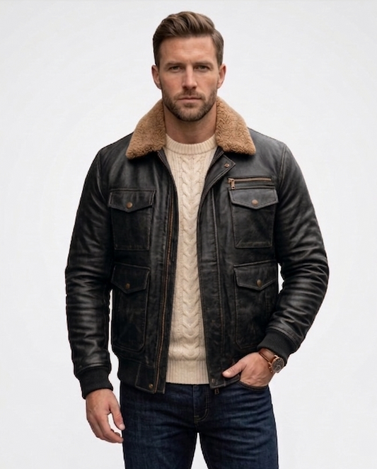 Arctic Aviator Leather Jacket