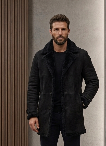 Obsidian Shearling Car Coat