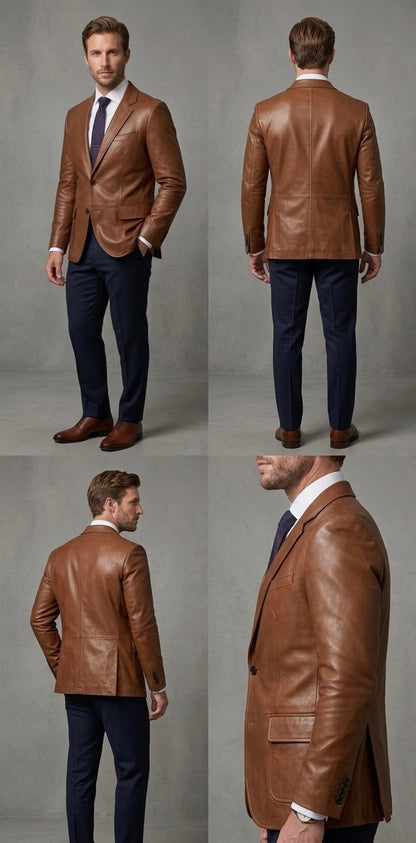 Saddle Luxe Leather Blazer