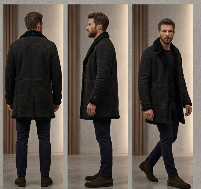 Obsidian Shearling Car Coat