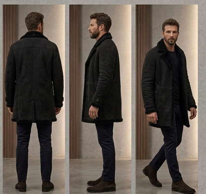 Obsidian Shearling Car Coat