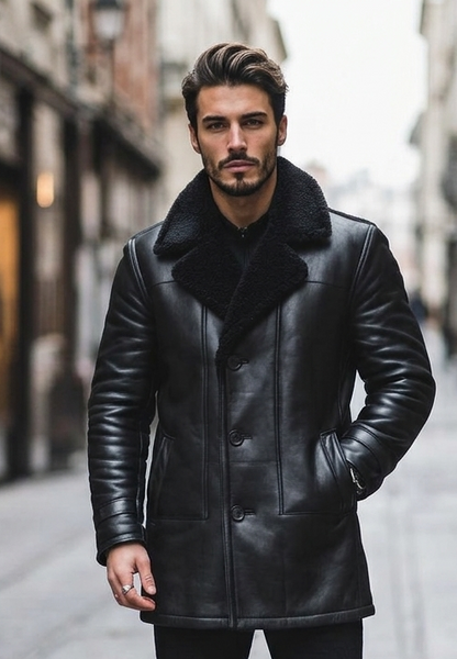 Noir Sovereign Shearling Coat
